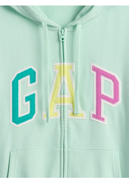 Kadın Açık Yeşil Gap Logo Relaxed Fermuarlı Sweatshirt modelleri