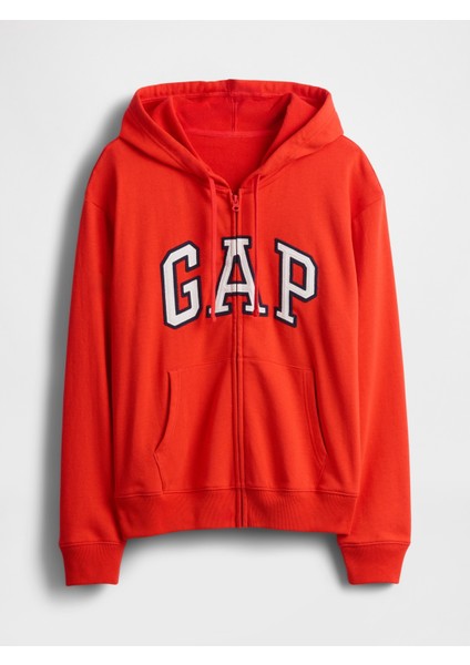 Kadın Kırmızı Gap Logo Relaxed Fermuarlı Sweatshirt fiyatları