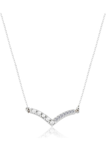 Gümüş Kolye - İnci ve Taşlı Gümüş Kolye