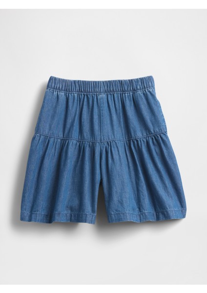 Kız Bebek Mavi Pull-On Culotte Şort