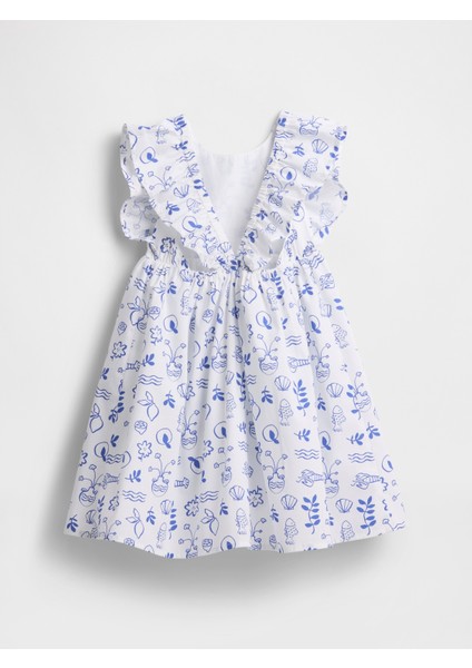 Kız Bebek Beyaz Fırfırlı Desenli Elbise modelleri