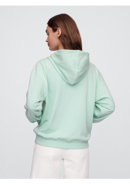 Kadın Açık Yeşil Gap Logo Relaxed Fermuarlı Sweatshirt fırsatları