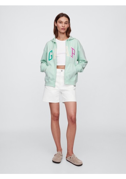 Kadın Açık Yeşil Gap Logo Relaxed Fermuarlı Sweatshirt indirimleri