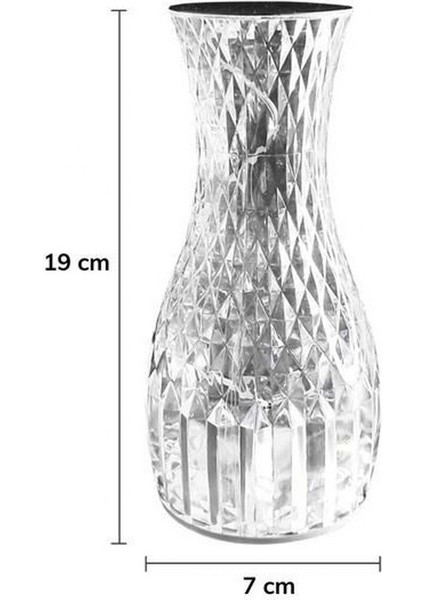 Sürahi Model USB Şarjlı Kumandalı 16 Farklı Işık Modlu Masa Üstü Kristal Akrilik Lamba LED