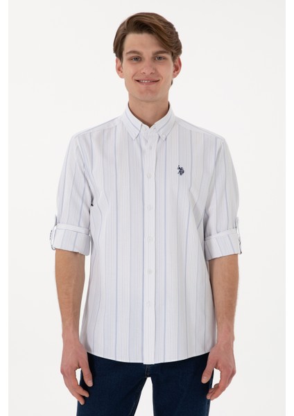 Erkek Mavi Gömlek Desenli 50306352-VR036