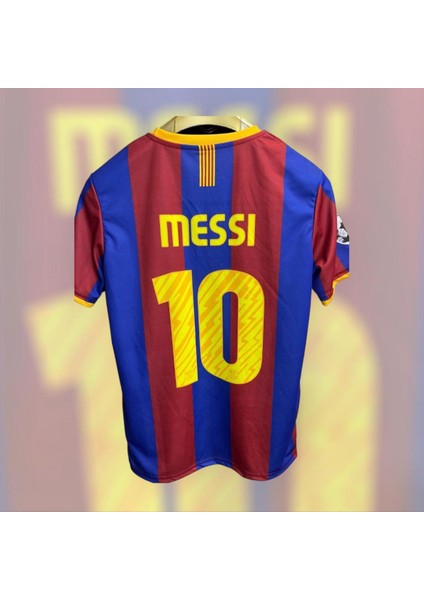 M.e.s.s.i. 2010-11 Sezon Barça Retro Kısa Kollu Forma Yetişkin Nostalji Bordo