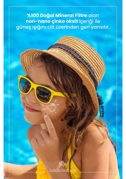 %100 Doğal 50+ Spf Yüksek Korumalı Çocuk Bade Natural Güneş Koruyucu Losyon Mineral Filtreli 100 ml