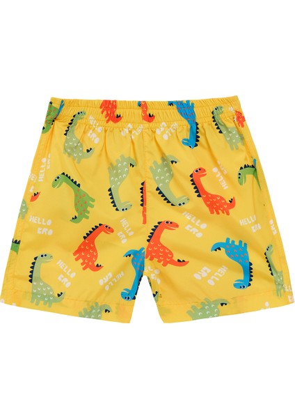 Uv Korumalı Erkek Bebek Deniz Şortu Havuz Şortu 5121 Dinozor Sarı
