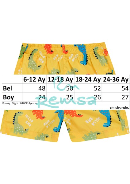 Uv Korumalı Erkek Bebek Deniz Şortu Havuz Şortu 5121 Dinozor Sarı modelleri