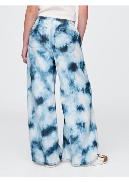 Kız Çocuk Mavi Ultrasoft Denim Tie-Dye Baggy Pantolon fırsatları