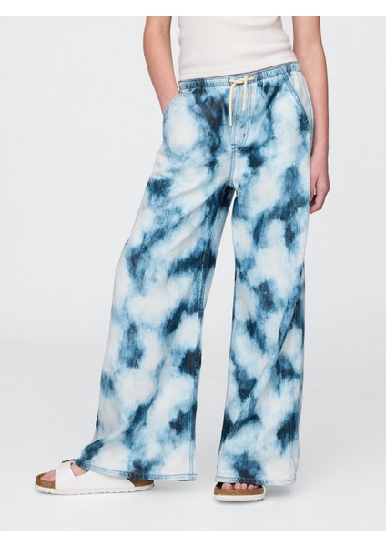 Kız Çocuk Mavi Ultrasoft Denim Tie-Dye Baggy Pantolon indirimleri
