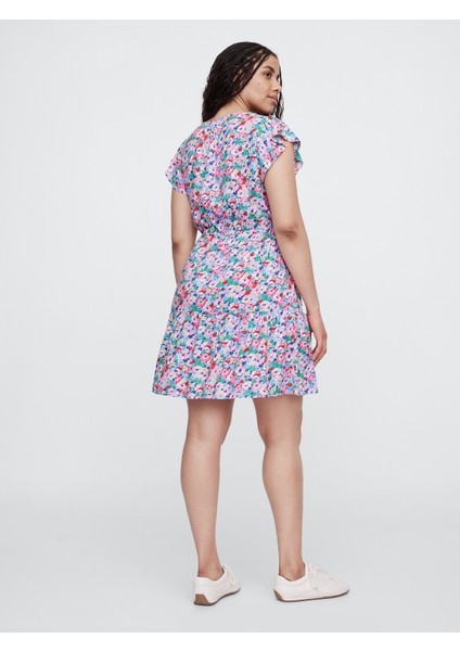 Kadın Çiçek Desenli Desenli V Yaka Elbise modelleri