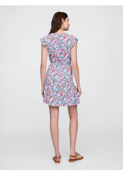 Kadın Çiçek Desenli Desenli V Yaka Elbise indirimleri