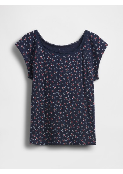 Kız Çocuk Lacivert Pointelle T-Shirt fırsatları