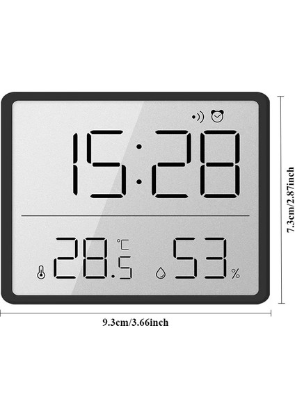 Mıknatıslı Dijital Mini Saat LCD Ekran, Sıcaklık ve Nem Göstergeli, Alarmlı