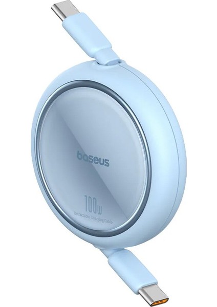 Mini Makaralı Type-C To Type-C 100W Şarj Kablosu 1m Galaxy Blue