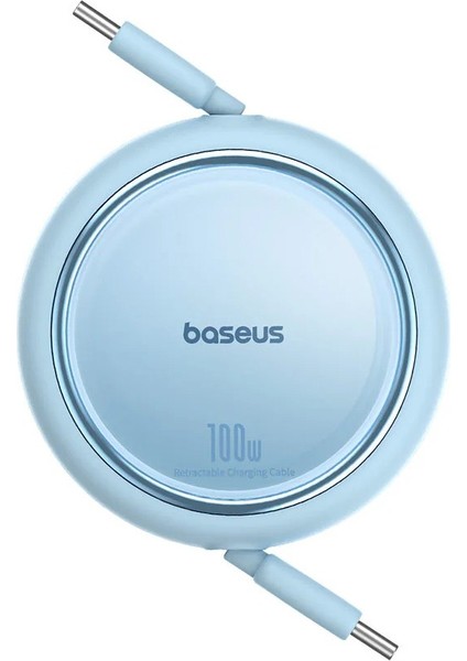 Mini Makaralı Type-C To Type-C 100W Şarj Kablosu 1m Galaxy Blue