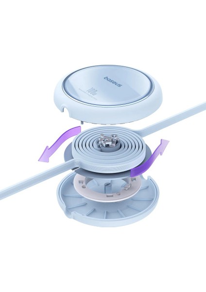 Mini Makaralı Type-C To Type-C 100W Şarj Kablosu 1m Galaxy Blue