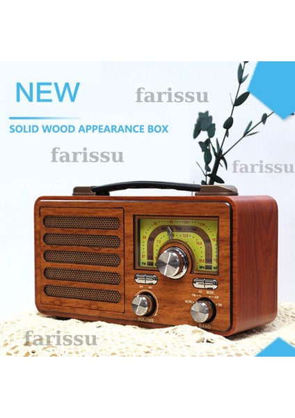 Büyük Boy Gerçek Ahşap Eskitme Görünümlü Çok Fonksiyonlu Retro Radyo | Müzik Sistemli Şarjlı Radyo