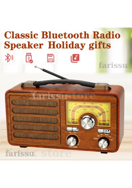 Büyük Boy Gerçek Ahşap Eskitme Görünümlü Çok Fonksiyonlu Retro Radyo | Müzik Sistemli Şarjlı Radyo fiyatları