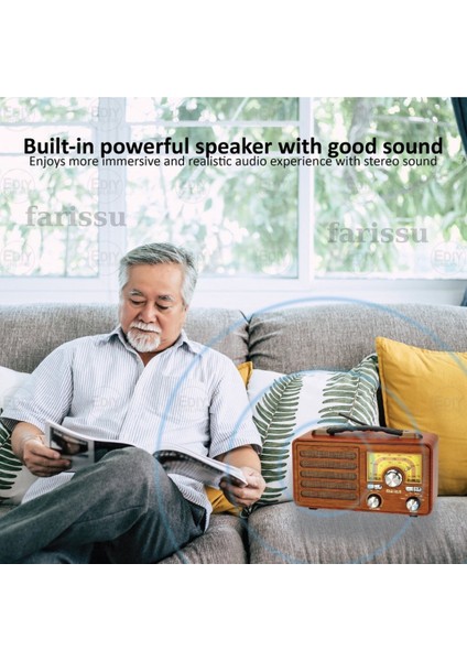 Büyük Boy Gerçek Ahşap Eskitme Görünümlü Çok Fonksiyonlu Retro Radyo | Müzik Sistemli Şarjlı Radyo fırsatları