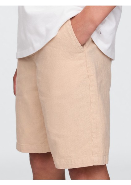 Erkek Çocuk Bej 8" Keten Karışımlı Şort fiyatları