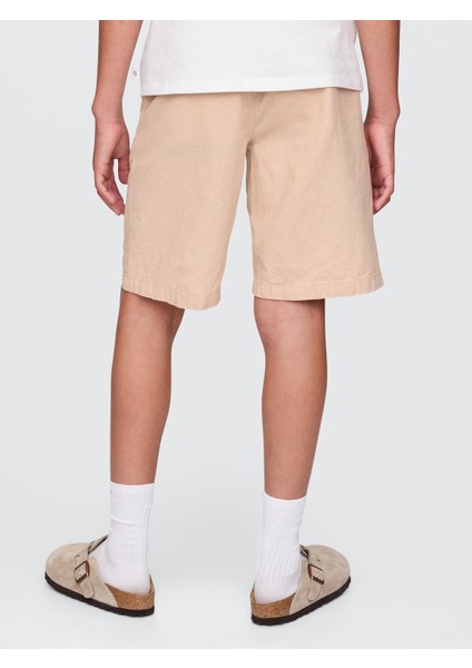 Erkek Çocuk Bej 8" Keten Karışımlı Şort modelleri