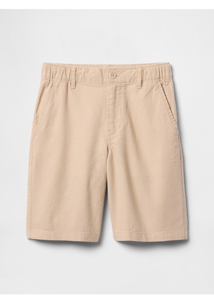 Erkek Çocuk Bej 8" Keten Karışımlı Şort indirimleri
