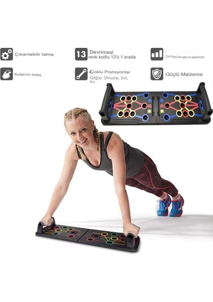 Şınav Tahtası Çalışma Platformu Aleti Barları Fitness Spor Push-Up Kondisyon 13 In 1 Şınav