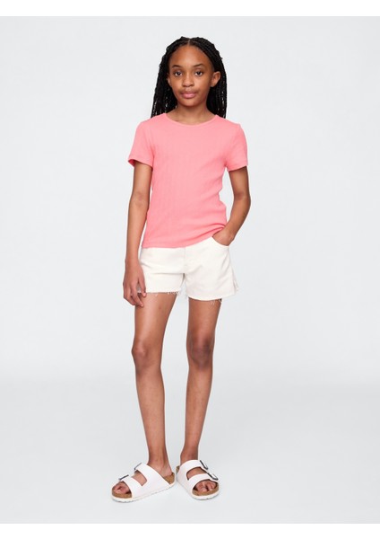 Kız Çocuk Beyaz Low Rise Stride Ultrasoft Denim Şort