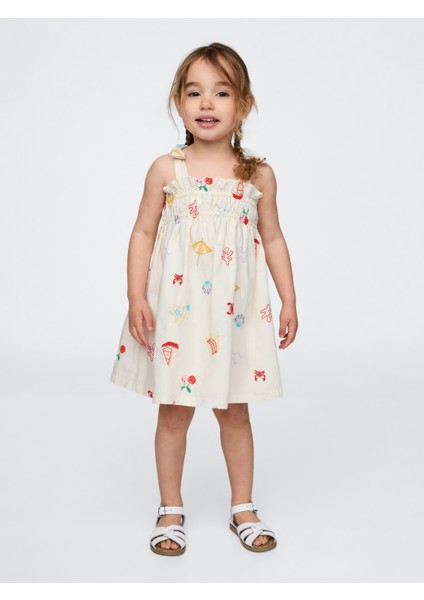 Kız Bebek Çok Renkli Fırfırlı Kemerli Elbise