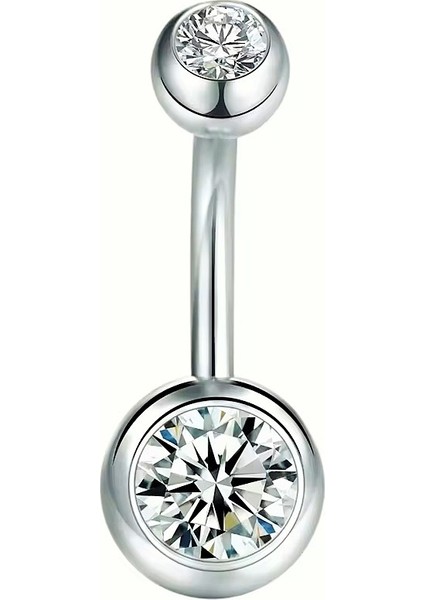 F136 Titanyum Zirkon Taşlı Göbek Piercing - Titanyum Göbek Piercing