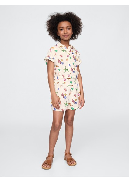 Kız Çocuk Çok Renkli Crinkle Gauze Outfit Set