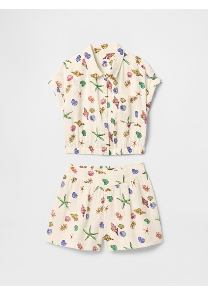 Kız Çocuk Çok Renkli Crinkle Gauze Outfit Set fırsatları