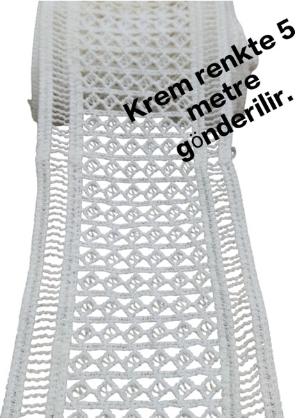 Dantel Güpür, 11 cm Ekru, Modern Güpür Detaylı Dantel, Mat Polyester Güpür, Dekoratif Güpür-5 Metre