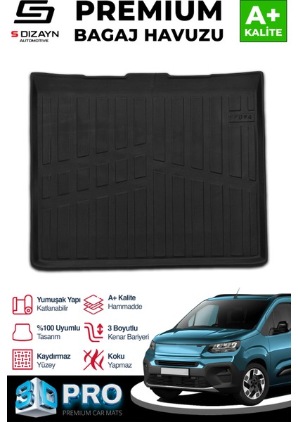 Fiat Doblo Seperatörsüz 3D Pro Bagaj Havuzu 2023 Üzeri A+ Kalite