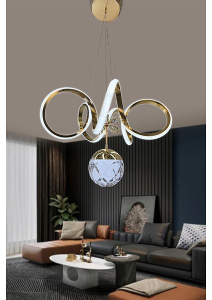 Kıvrım Cam Tek Top Modern Oturma Ledli Avize