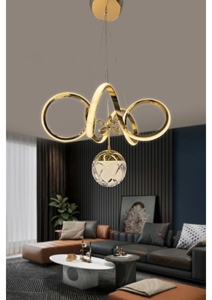Kıvrım Cam Tek Top Modern Oturma Ledli Avize