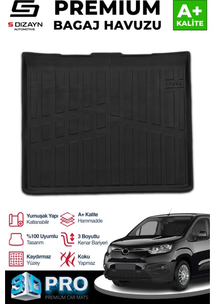 Toyota Proace City Seperatörsüz 3D Pro Bagaj Havuzu 2019 Üzeri A+ Kalite