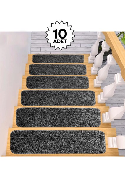 10 Adet Kaymaz Taban Yıkanabilir 20X65 cm Merdiven Halısı / Pp