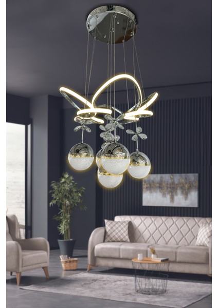 Kral Tacı LED Avize 5 Toplu LED Avize