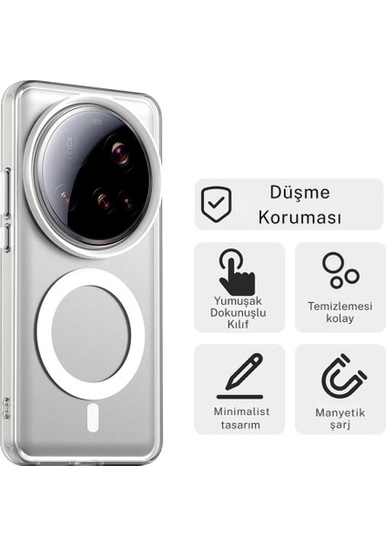 Xiaomi 15 Ultra Uyumlu Kılıf Sert Mika Magsafe Kablosuz Şarj Özellikli Sararma Yapmaz