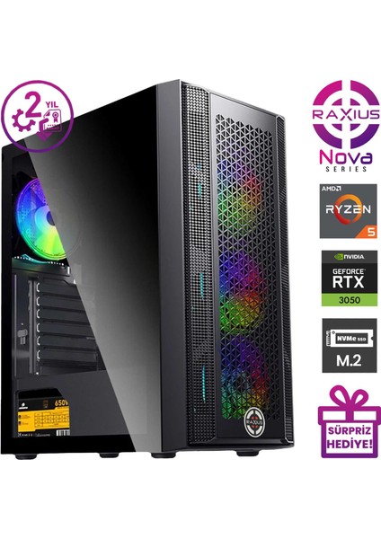 Nova G1 R5 3050-56A012 Ryzen5 5600 32GB 512 SSD RTX3050 8 GB W11P Gaming Masaüstü Bilgisayar