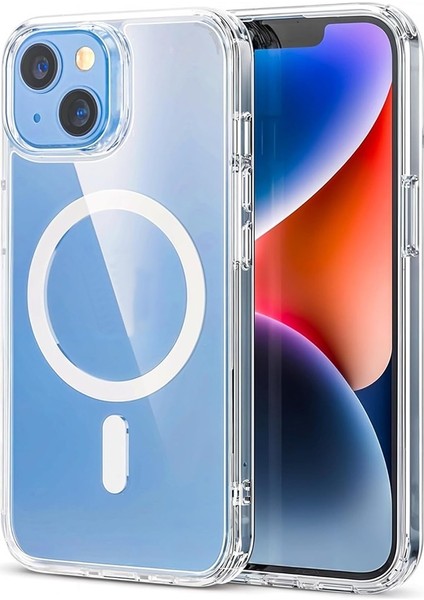iPhone 13 Mini Uyumlu Kılıf Sert Mika Magsafe Kablosuz Şarj Özellikli Sararma Yapmaz