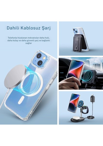 iPhone 13 Mini Uyumlu Kılıf Sert Mika Magsafe Kablosuz Şarj Özellikli Sararma Yapmaz fiyatları