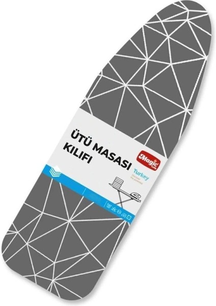 Ütü Masası Kılıfı Örtüsü Bezi Geometrik Desenli Ince Süngerli Ayarlanabilir 45X135 cm