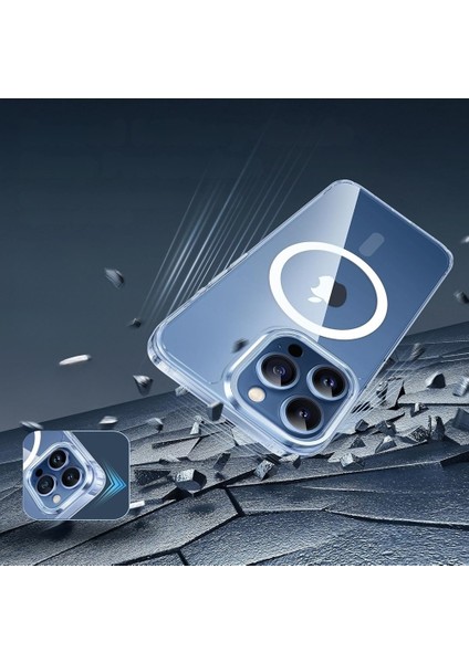 iPhone 14 Pro Max Uyumlu Kılıf Sert Mika Magsafe Kablosuz Şarj Özellikli Sararma Yapmaz