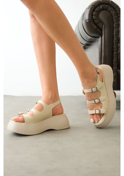 Kadın Delta Kalın Tabanlı Sabdalet - Ten Deri fırsatları