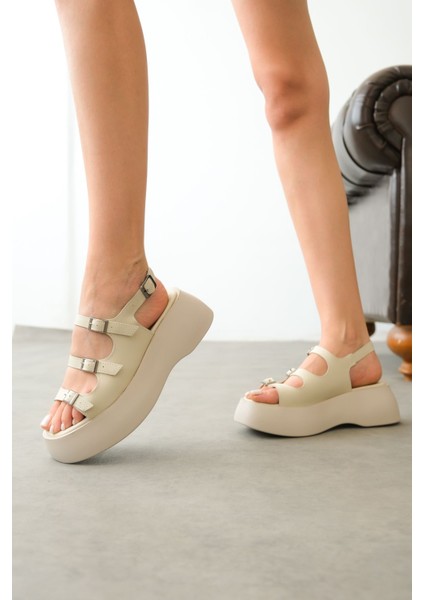 Kadın Delta Kalın Tabanlı Sabdalet - Ten Deri indirimleri