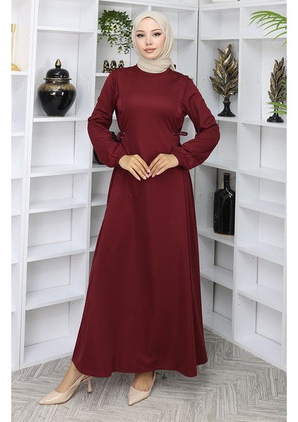 Büzgülü Elbise 5110-09 Bordo